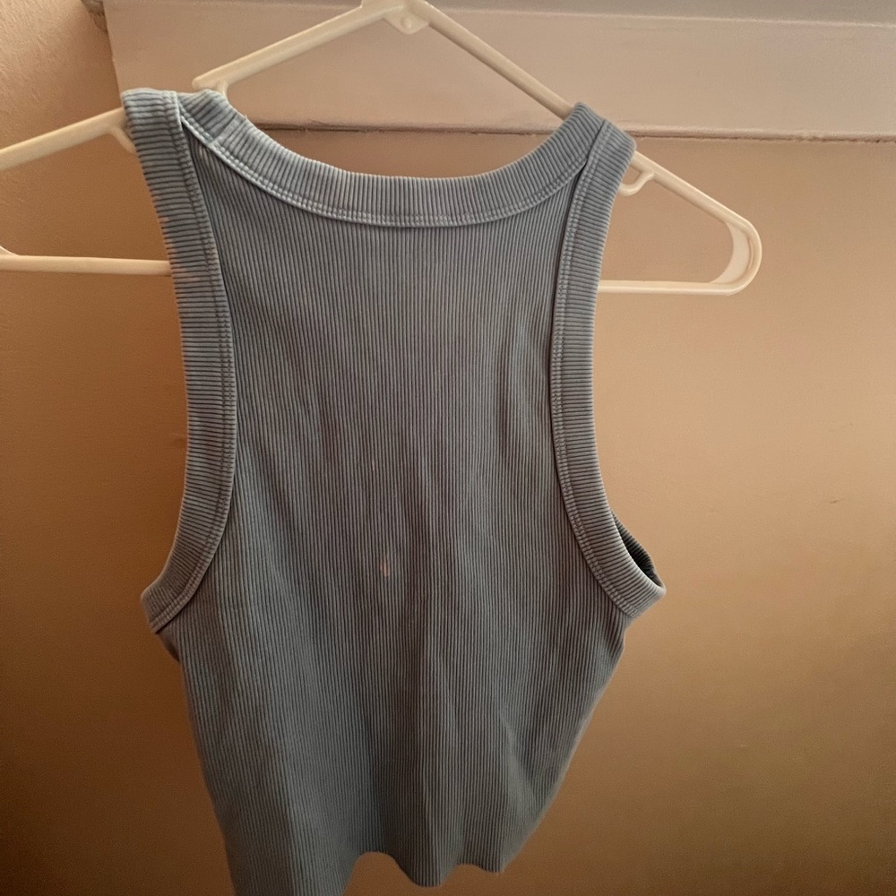 Sleeveless Ribbed Blue Top - Picture 3 of 3